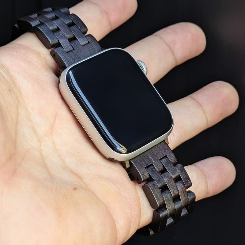 【木製バンド】EINBAND AppleWatch アップルウォッチ 天然木バンド 木のベルト 20mm エボニーウッド