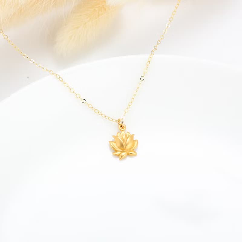 【Angel & Me】荷花 蓮花 s925 純銀厚鍍24k純金項鍊 生日禮物