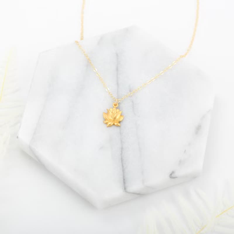 【Angel & Me】荷花 蓮花 s925 純銀厚鍍24k純金項鍊 生日禮物