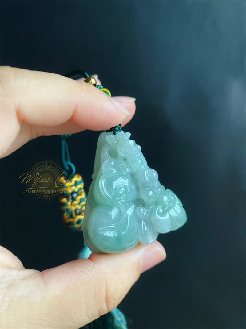 天然緬甸玉 翡翠 螭龍 葫蘆 如意 一葉致富 發財 包掛 禮物 車掛