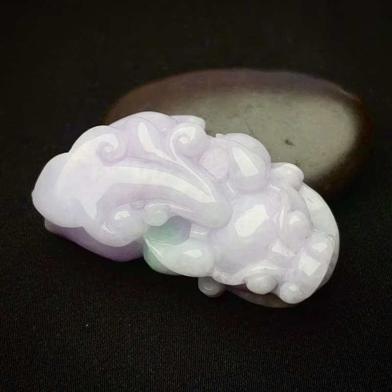 【招財神獸】紫羅蘭飄綠翡翠貔貅 | 天然緬甸玉翡翠A貨 | 送禮