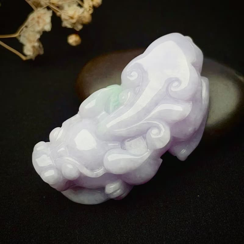 【招財神獸】紫羅蘭飄綠翡翠貔貅 | 天然緬甸玉翡翠A貨 | 送禮