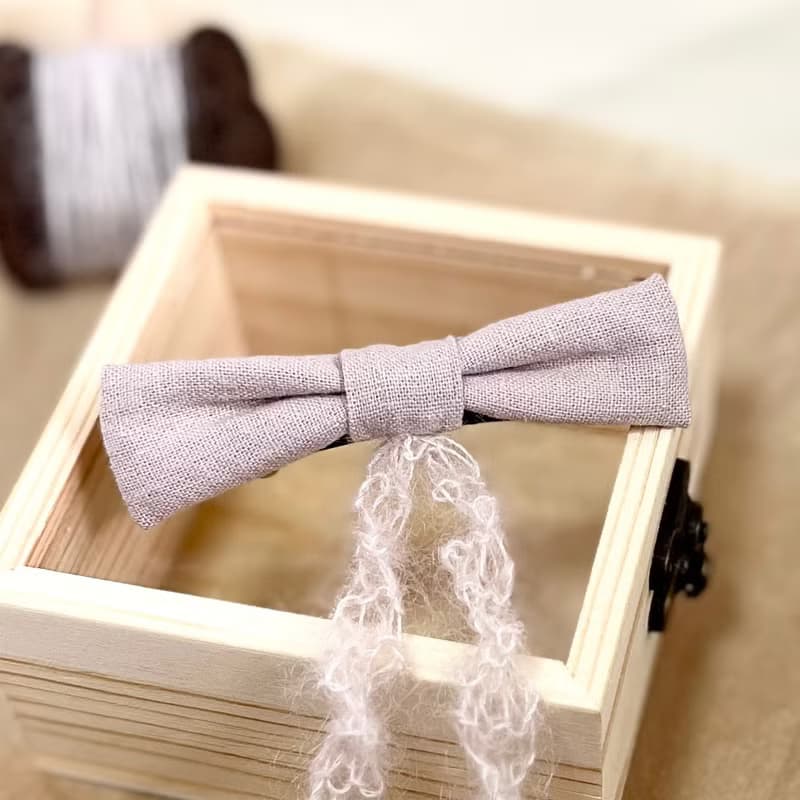 髮夾/粉色蝴蝶結/搭配毛線絲帶 手作 髮飾