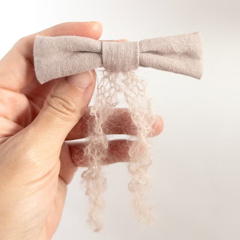 髮夾/粉色蝴蝶結/搭配毛線絲帶 手作 髮飾 送禮禮物