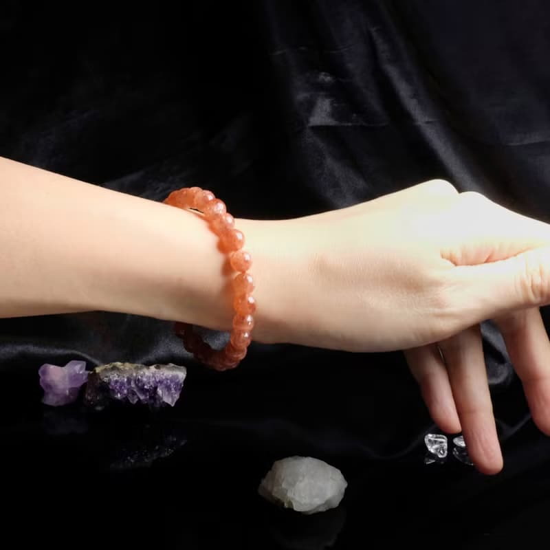 一圖一物│#454 7mm 金太陽石水晶手鍊 招貴人開運招財化太歲飾品