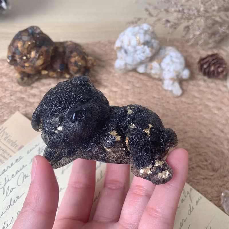 水晶 哈士奇 幼犬 M號 | 天然石擺飾 |居家裝飾 萌犬禮物|黑曜石