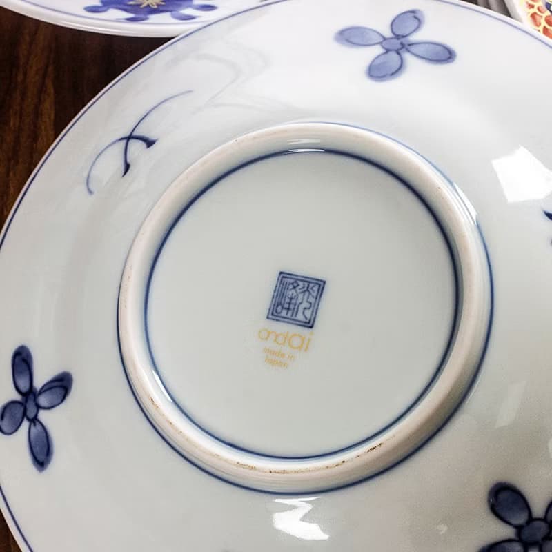 日本進口美濃燒光峰描金陶瓷餐具家用炒菜盤子深盤禮盒裝喬遷禮物