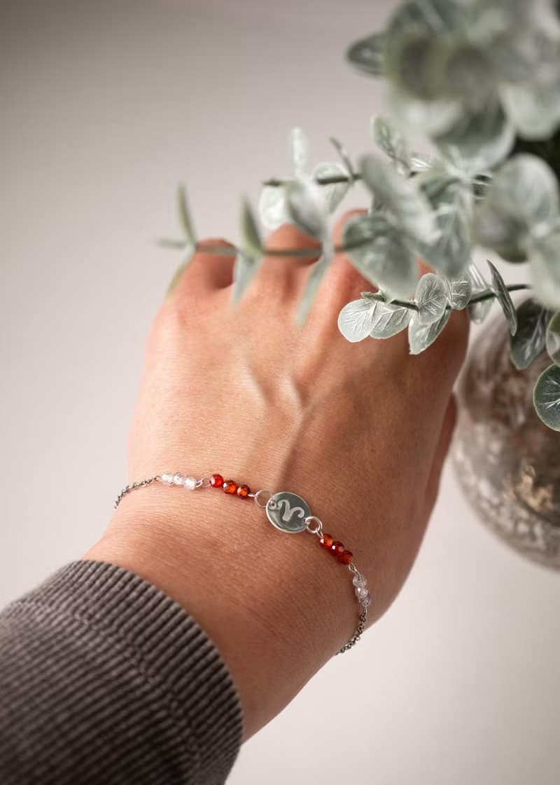 April birthstone, Aries Zodiac bracelet, Zircon, 925 silver, Christmas gift,