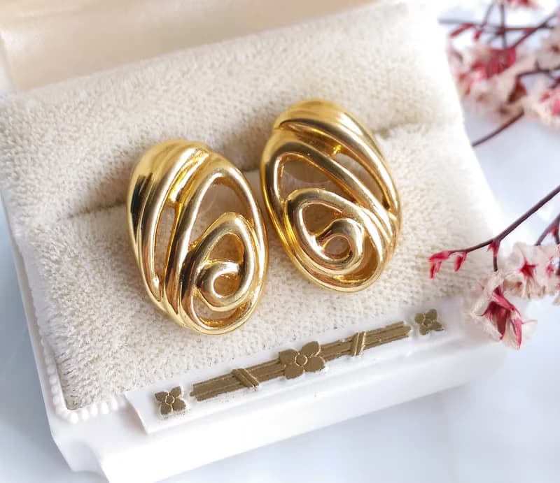 Vintage Jewelry 西洋古董飾品 MONET 簡約線條 針式耳環