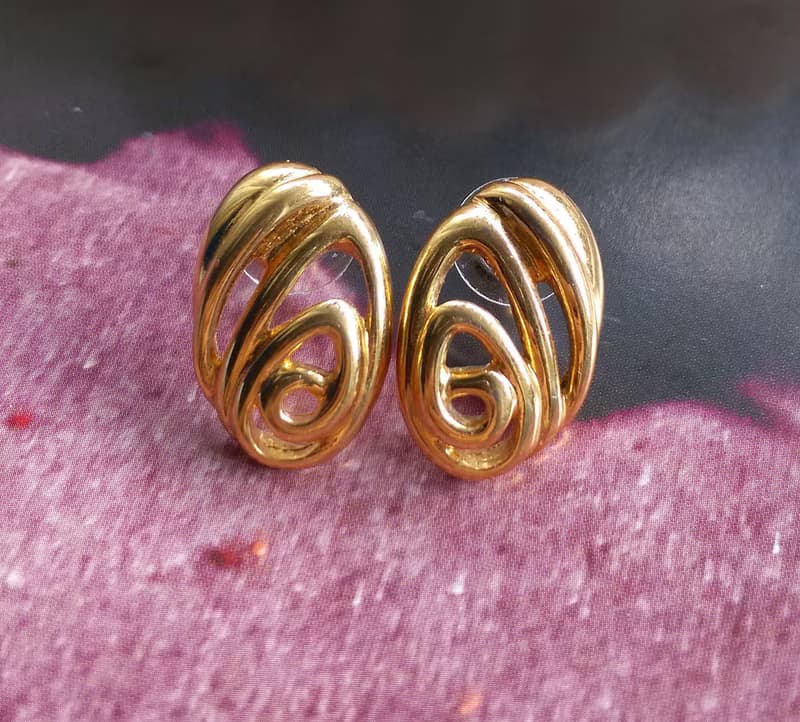 Vintage Jewelry 西洋古董飾品 MONET 簡約線條 針式耳環