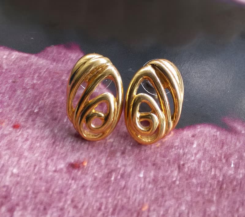 Vintage Jewelry 西洋古董飾品 MONET 簡約線條 針式耳環