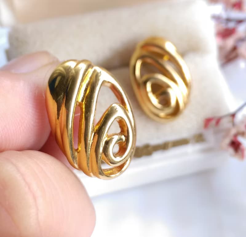 Vintage Jewelry 西洋古董飾品 MONET 簡約線條 針式耳環