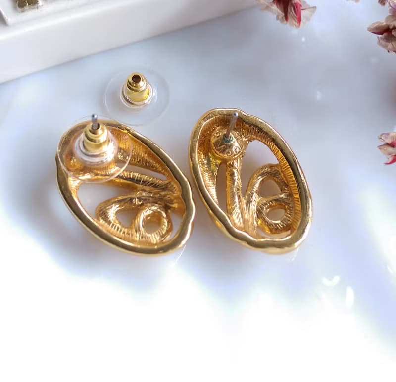 Vintage Jewelry 西洋古董飾品 MONET 簡約線條 針式耳環
