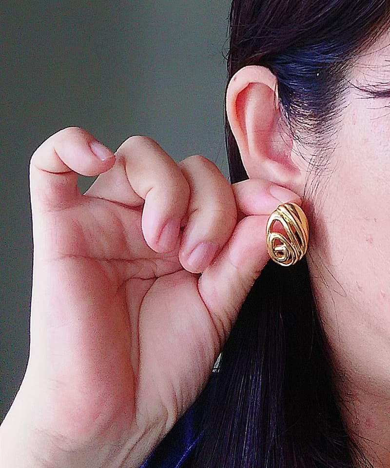 Vintage Jewelry 西洋古董飾品 MONET 簡約線條 針式耳環