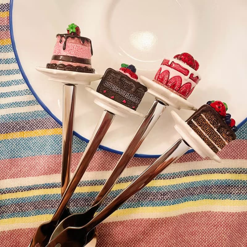 繽紛造型蛋糕叉匙4入組