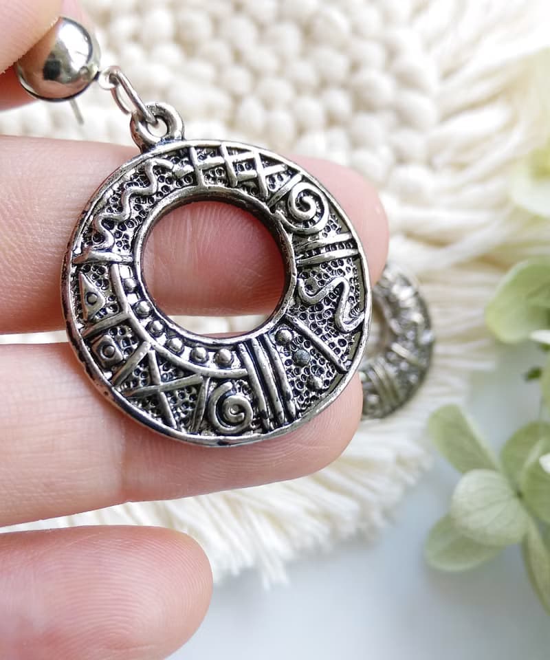 Vintage Jewelry 西洋古董飾品 銀色調 經典環圈 針式耳環