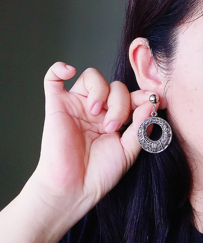 Vintage Jewelry 西洋古董飾品 銀色調 經典環圈 針式耳環