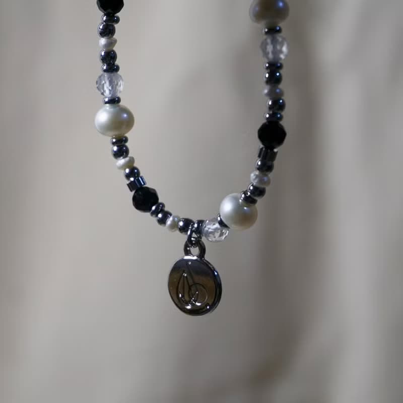 ll 白天不懂夜的黑 ll 淡水珍珠 黑碧璽 白水晶手鍊 BR-00009