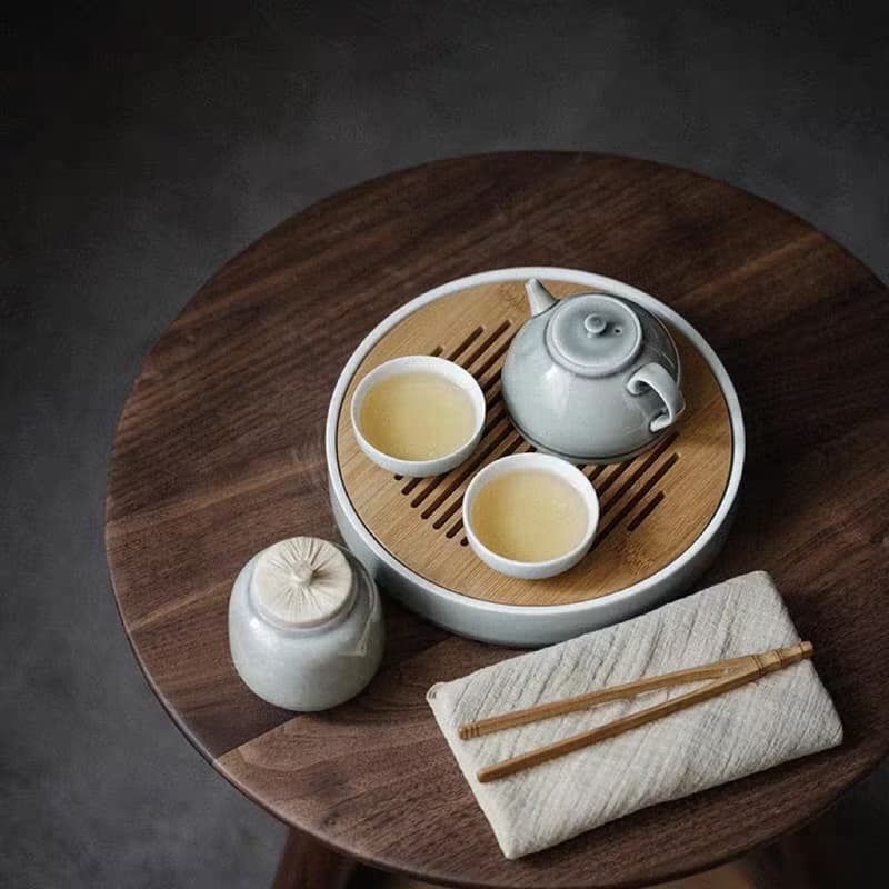 聞說|日式煙灰簡約茶壺茶具套裝 家用禪意功夫陶瓷茶杯小號茶盤