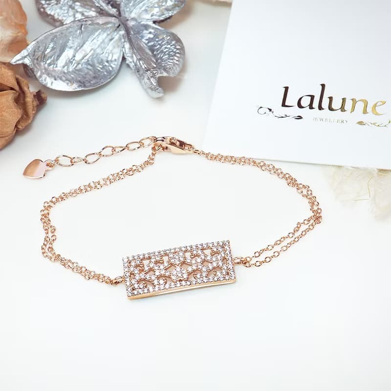 ||We used to be bad 任性|| 晶鑽925純銀 鍍玫瑰金 窗紋細手鍊