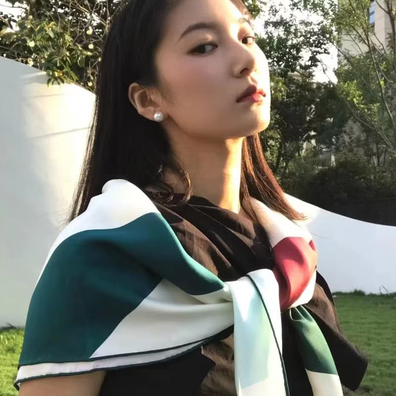 retar 彩色條紋原創桑蠶絲斜紋圍巾披肩大小絲巾方絲真絲復古