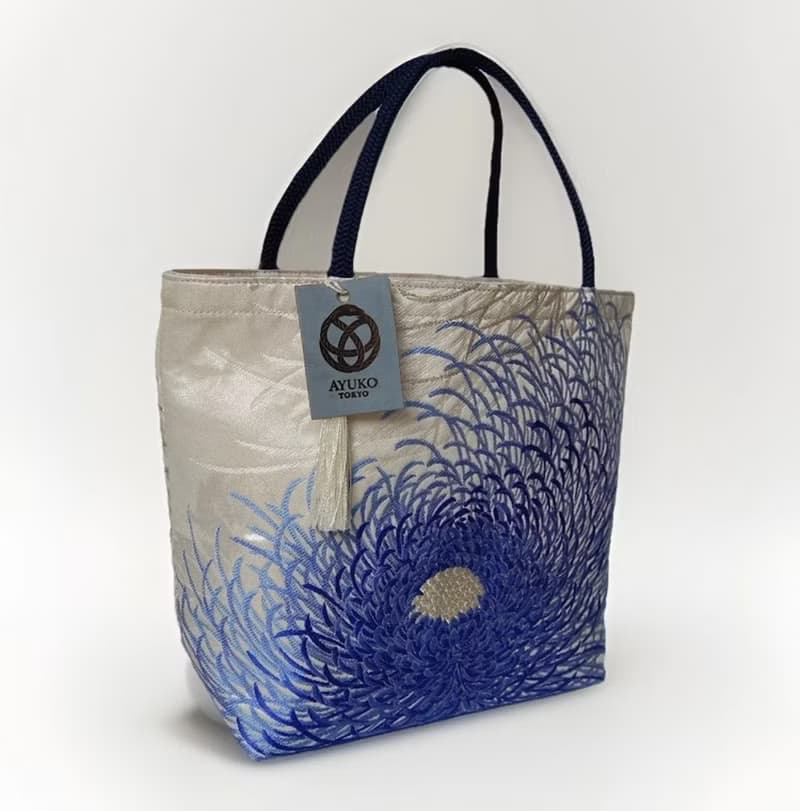 獨一無二真絲和服袋帶托特包, 日本手工刺繡升級改造包, 和風藝術