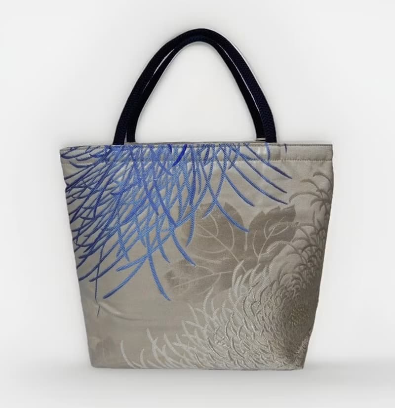 獨一無二真絲和服袋帶托特包, 日本手工刺繡升級改造包, 和風藝術