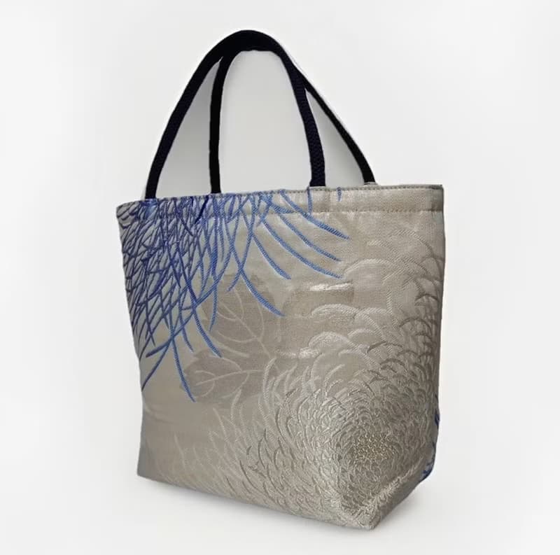 獨一無二真絲和服袋帶托特包, 日本手工刺繡升級改造包, 和風藝術