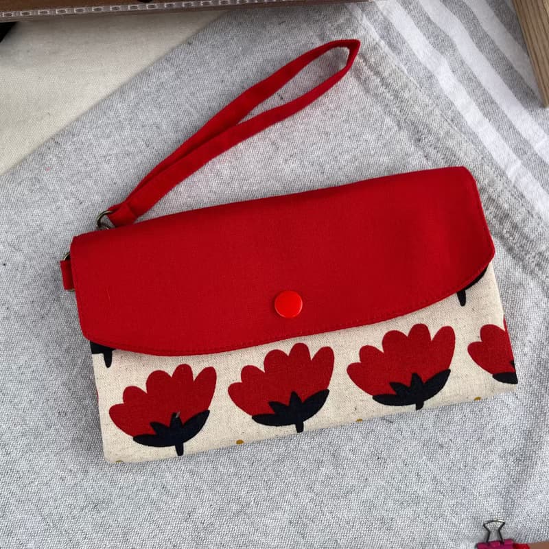 不摺鈔手作布長夾-免費加贈手提帶