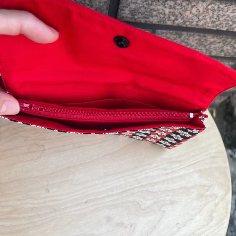 不摺鈔手作布長夾-免費加贈手提帶