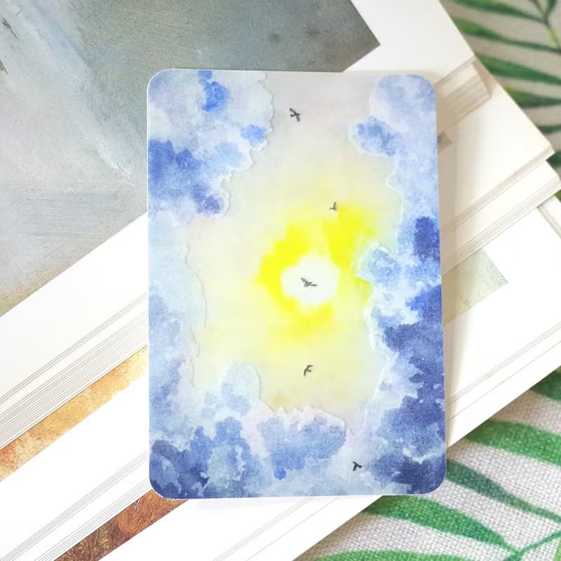 原創風景晨與昏之三雲上飛行 原創繪畫局部白墨PVC防水大貼紙