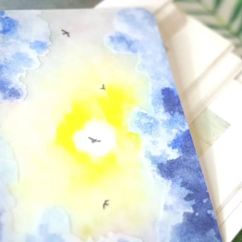 原創風景晨與昏之三雲上飛行 原創繪畫局部白墨PVC防水大貼紙