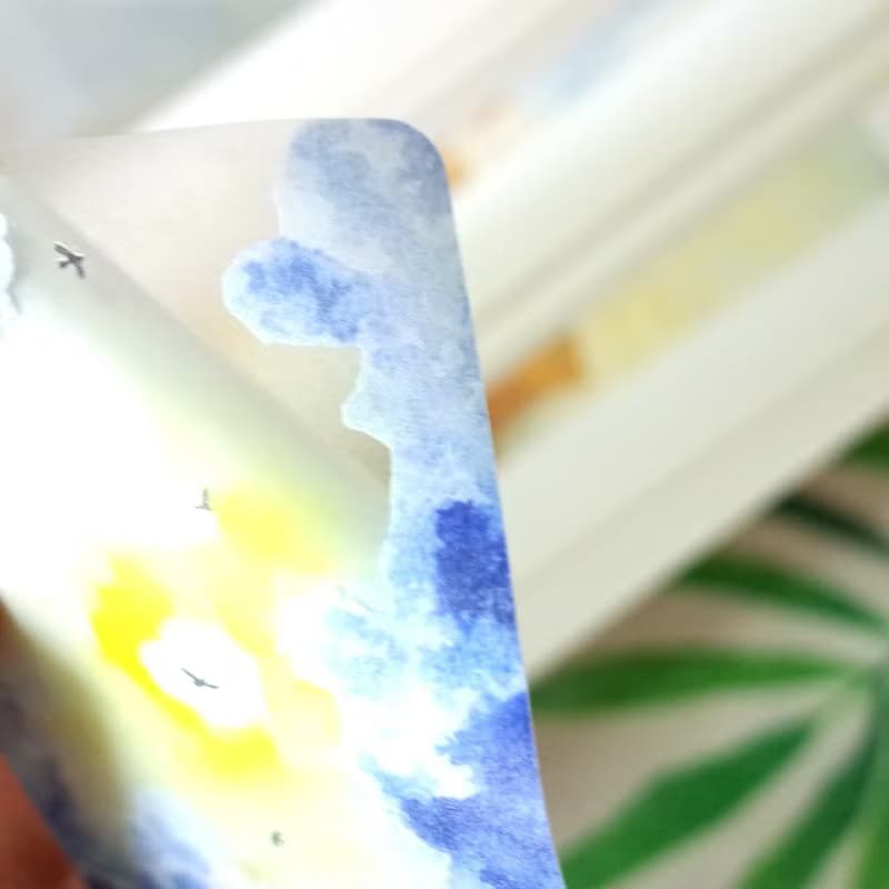 原創風景晨與昏之三雲上飛行 原創繪畫局部白墨PVC防水大貼紙