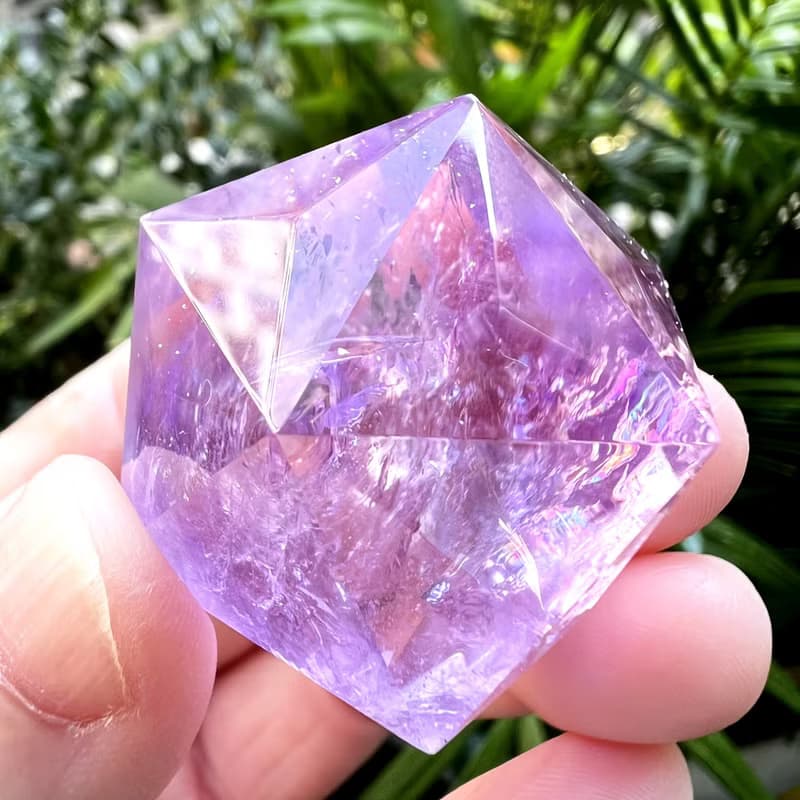 爆彩。三角切面 水晶球  擺件 一圖一物 貴人  l 紫水晶 紫晶球 l