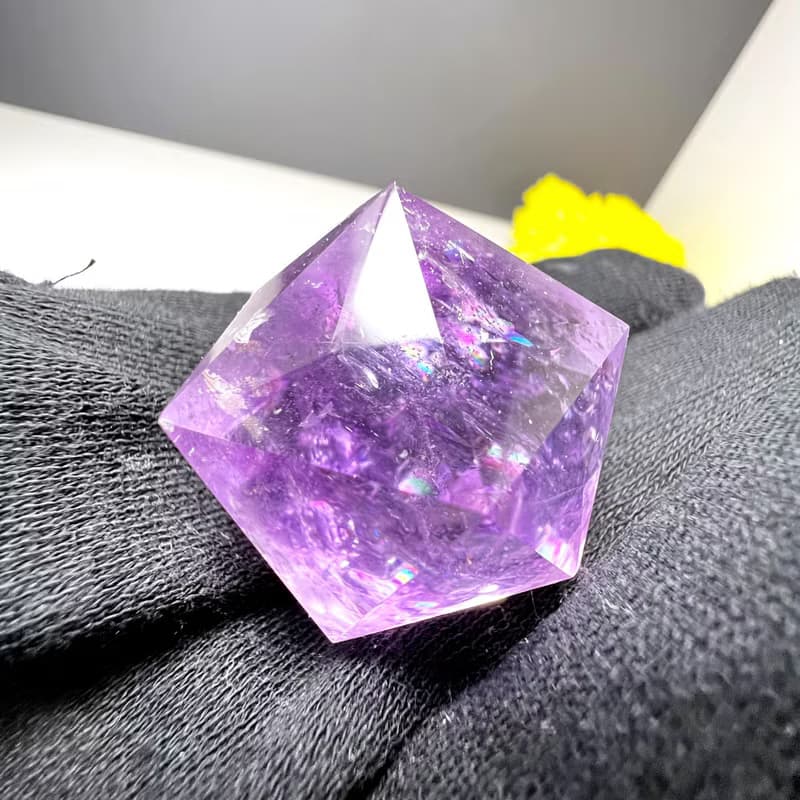 爆彩。三角切面 水晶球  擺件 一圖一物 貴人  l 紫水晶 紫晶球 l