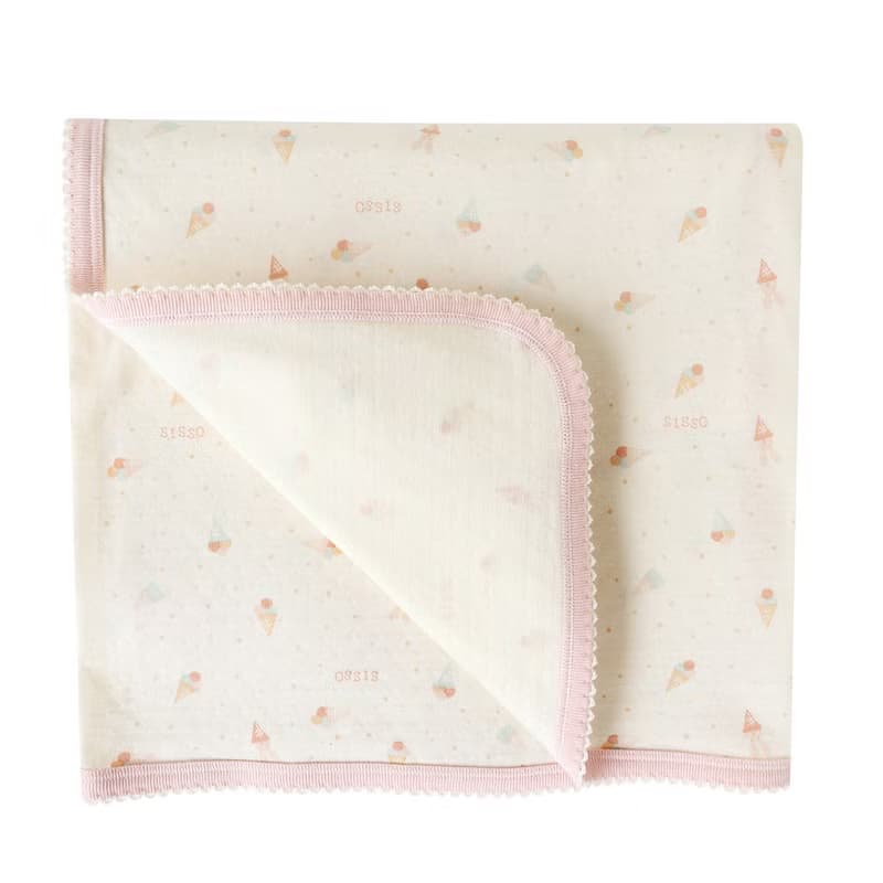 【SISSO有機棉】草莓甜筒兔萊賽爾棉多用途萬用巾