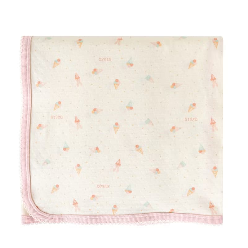 【SISSO有機棉】草莓甜筒兔萊賽爾棉多用途萬用巾