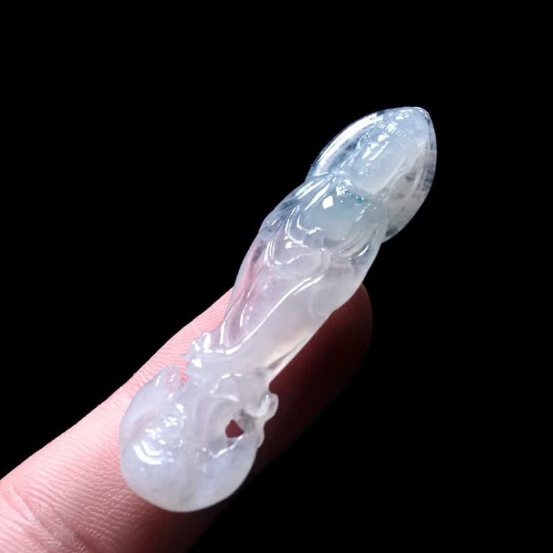 冰種翡翠精雕站蓮觀音菩薩 | 天然緬甸玉翡翠A貨 | 送禮