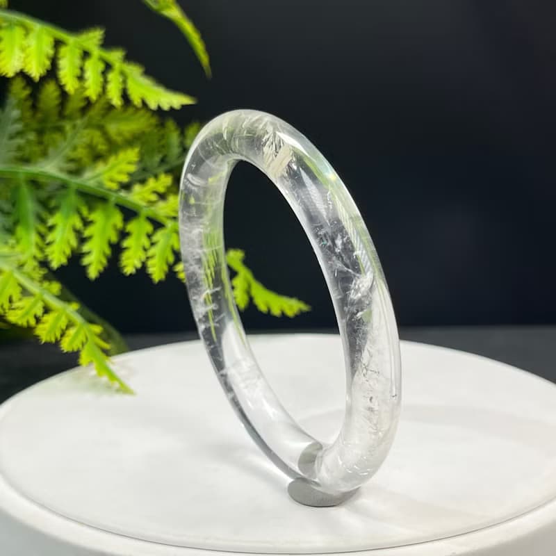 精美 白水晶手鐲 58MM 冰透閃片石英手環 福氣美滿平衡身心智慧
