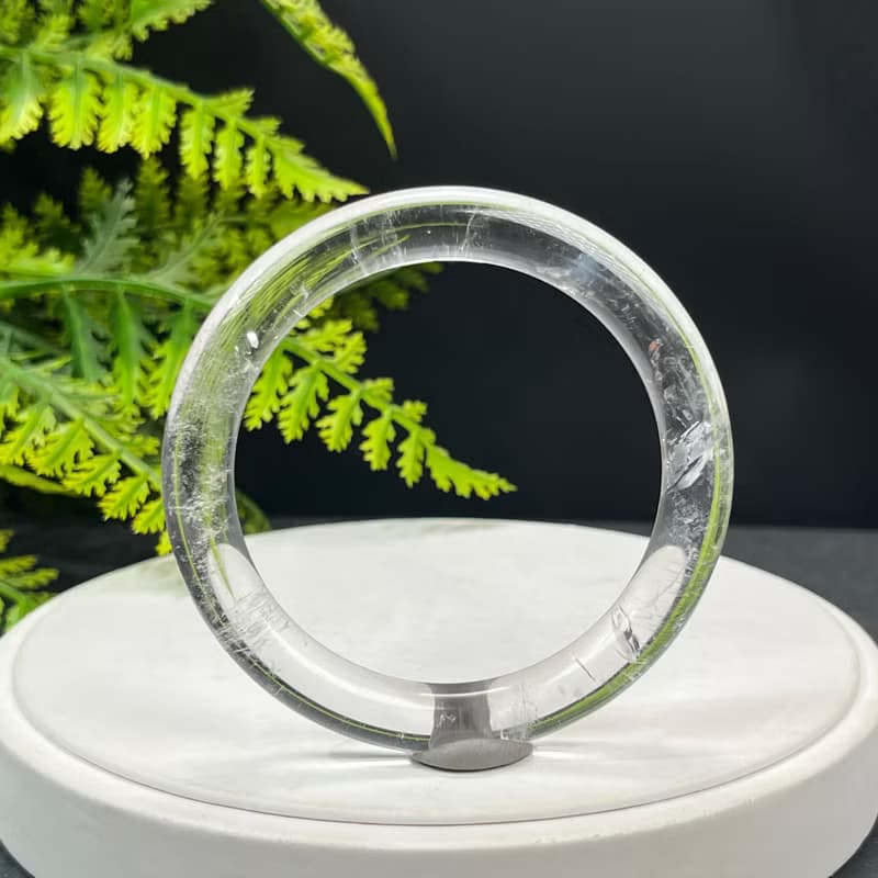 精美 白水晶手鐲 58MM 冰透閃片石英手環 福氣美滿平衡身心智慧