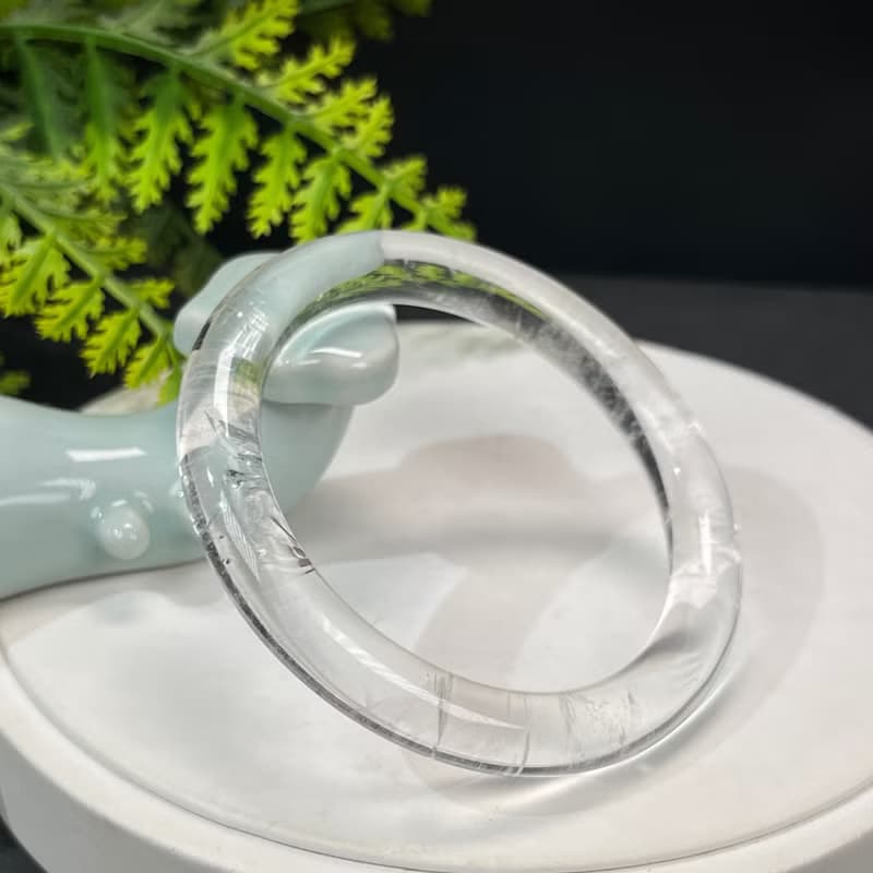 精美 白水晶手鐲 58MM 冰透閃片石英手環 福氣美滿平衡身心智慧