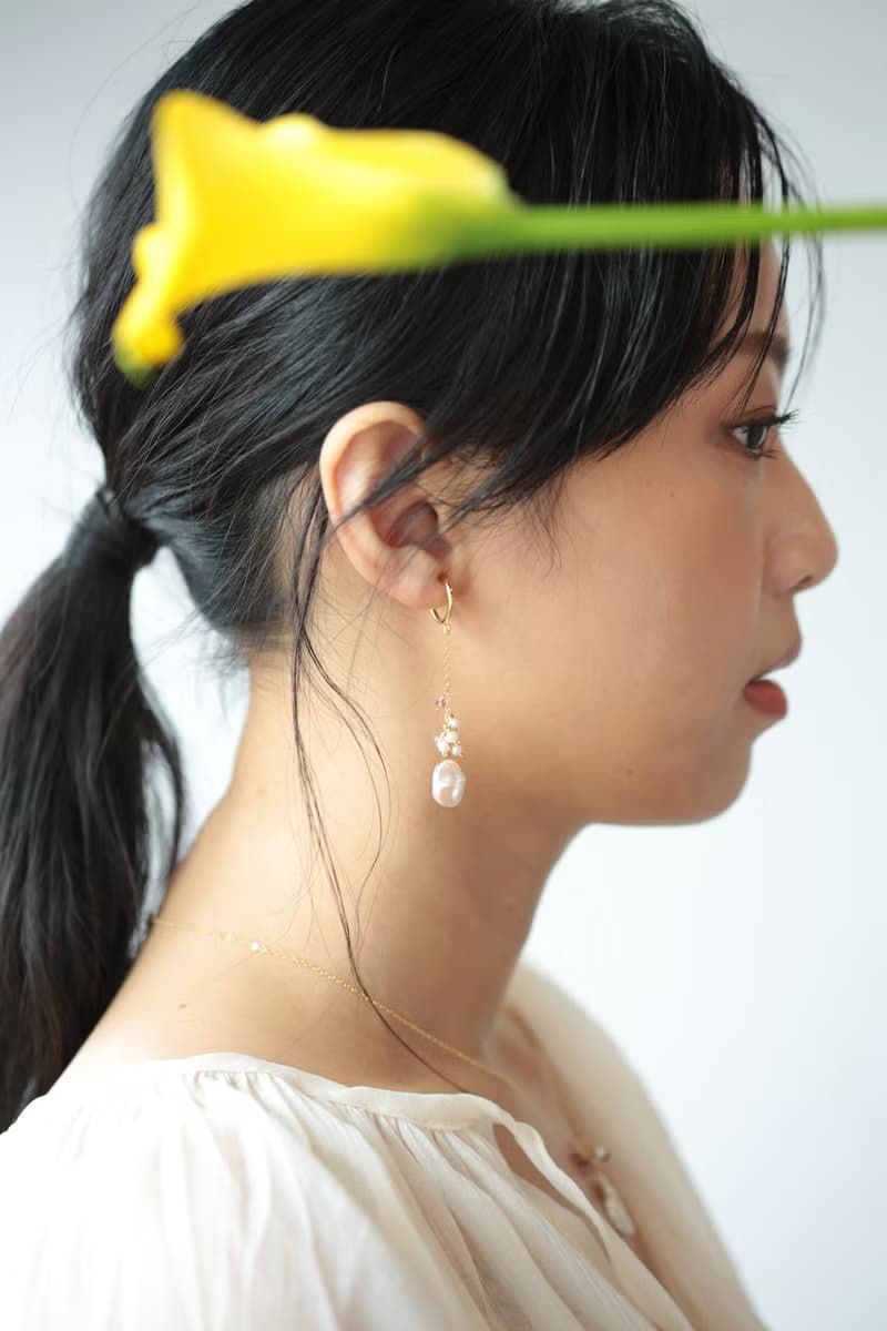 春之頌 珍珠長耳環│紅寶石 天然粉花瓣珍珠 14KGF  2023年款式