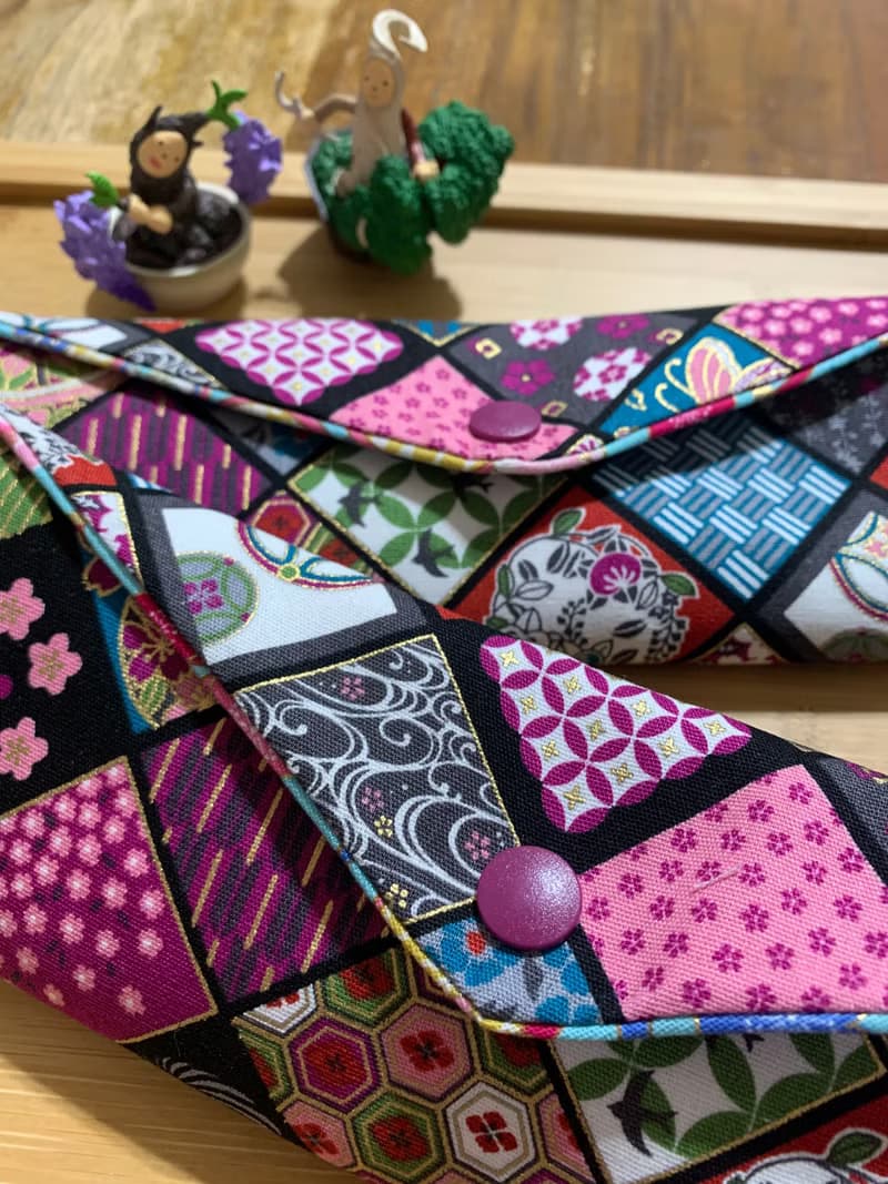 文青風環保純棉筷袋 ~ 寒梅倚窗 浪漫紫 日本 潮物 收納 手作餐具