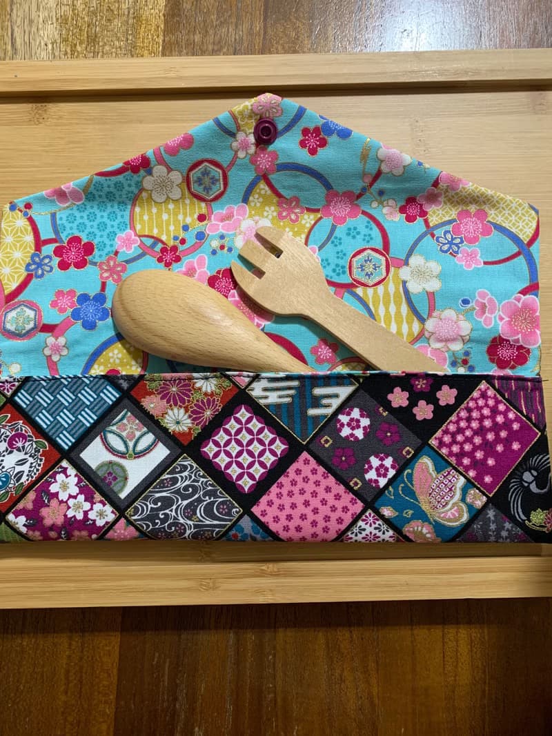 文青風環保純棉筷袋 ~ 寒梅倚窗 浪漫紫 日本 潮物 收納 手作餐具