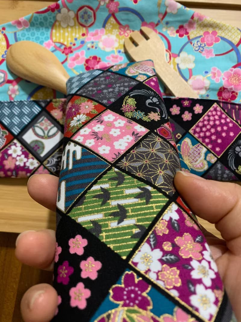 文青風環保純棉筷袋 ~ 寒梅倚窗 浪漫紫 日本 潮物 收納 手作餐具