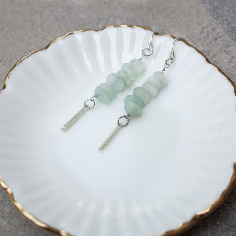 Raw Amazonite Earrings, 925 Silver, Taurus gem, Libra gift, Sagittarius stone