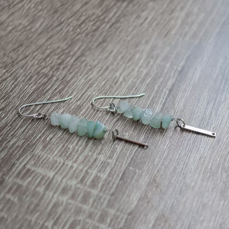 Raw Amazonite Earrings, 925 Silver, Taurus gem, Libra gift, Sagittarius stone