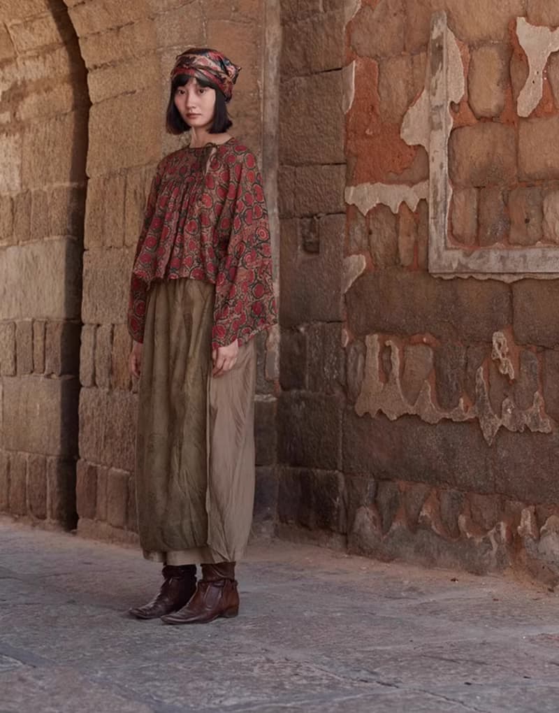 復古文青 真絲植物染半身裙