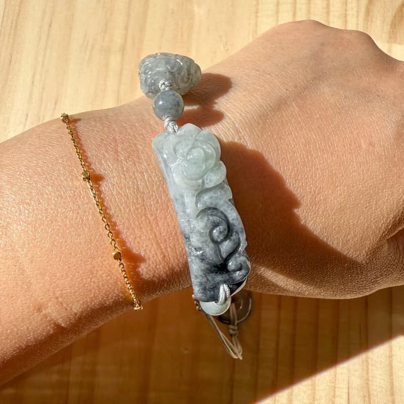 手工編織翡翠手鍊 — 夜之綻放