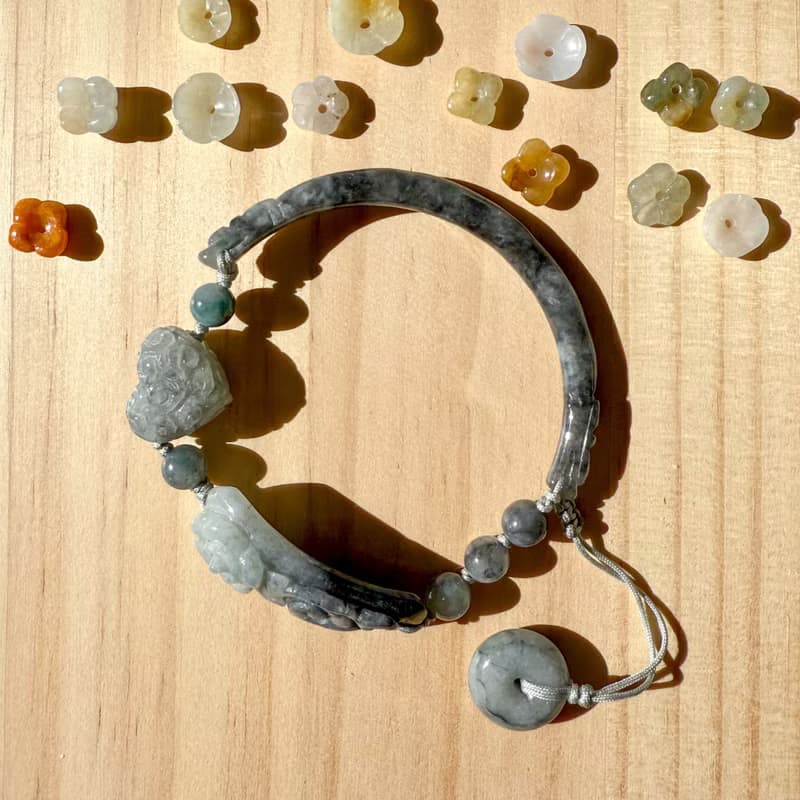 手工編織翡翠手鍊 — 夜之綻放